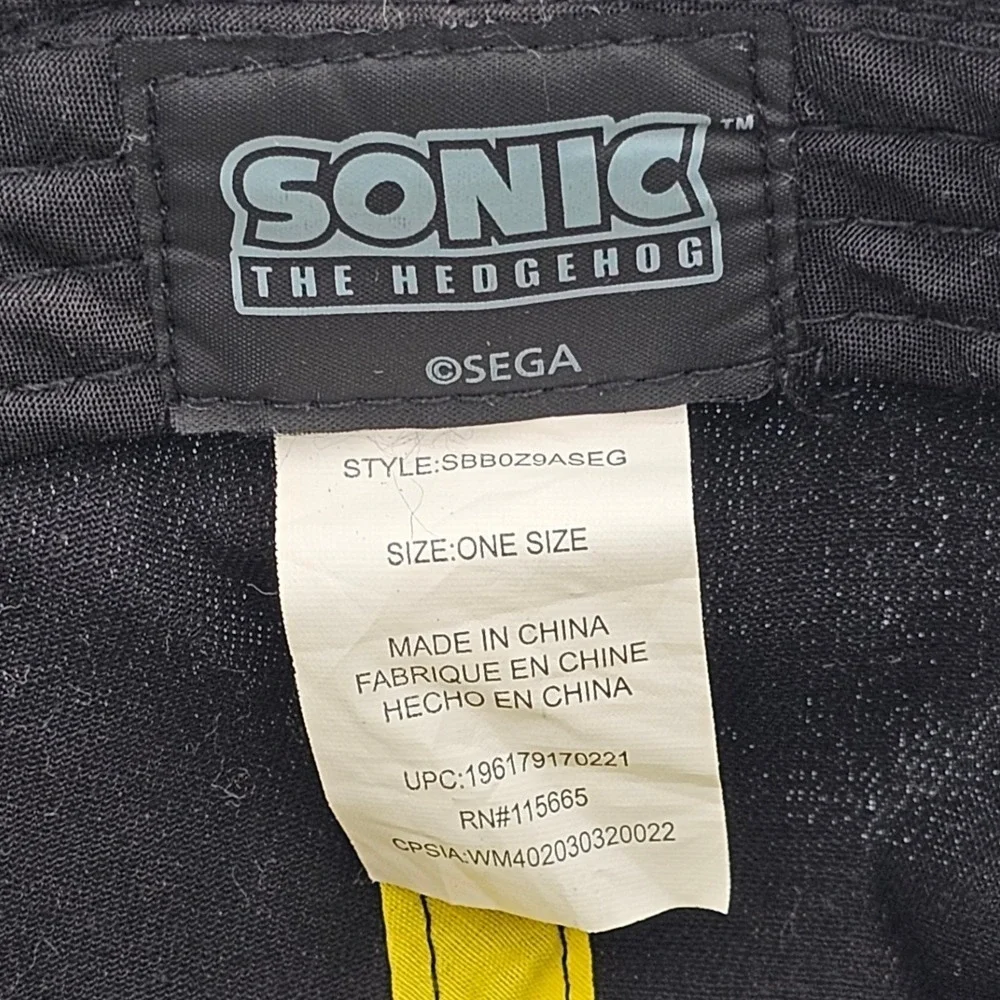 Sonic the Hedgehog SEGA Snapback Hat Character Collage Brim Black Blue Gamer Cap
